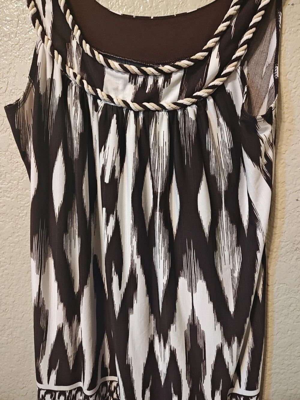 Black and White Sleeveless Tank with Braided Rope Detail